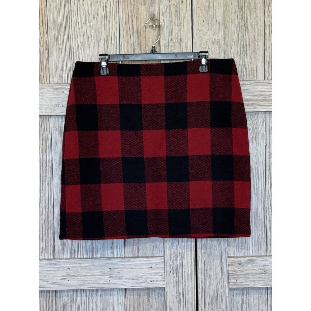 Boston Proper Mini Skirt Red Black Plaid Size 16 Women’s